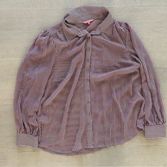 ModCloth Maroon Striped Blouse sz 2x - Picture 2 of 4